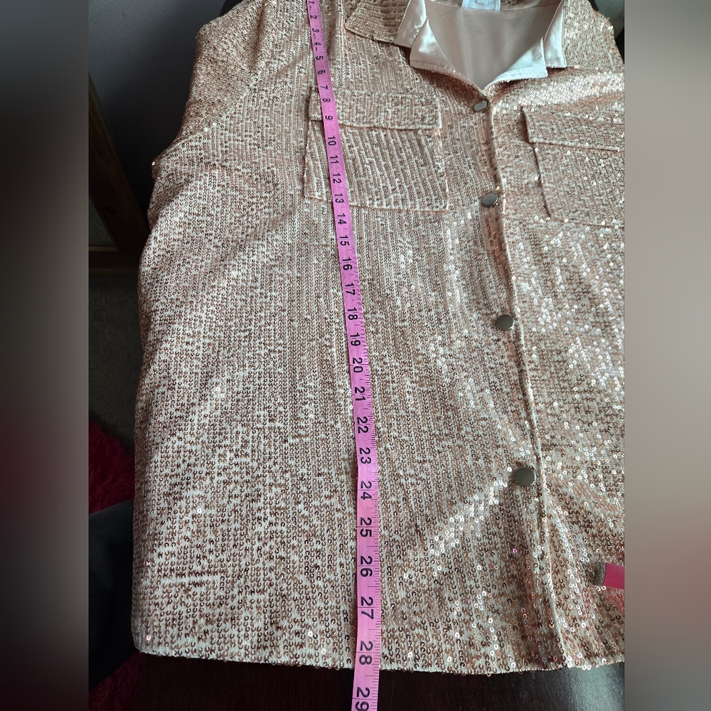 GeeGee Plus Rose Gold Sequin Shacket Button Down Jacket 3XL NWT - Picture 5 of 9